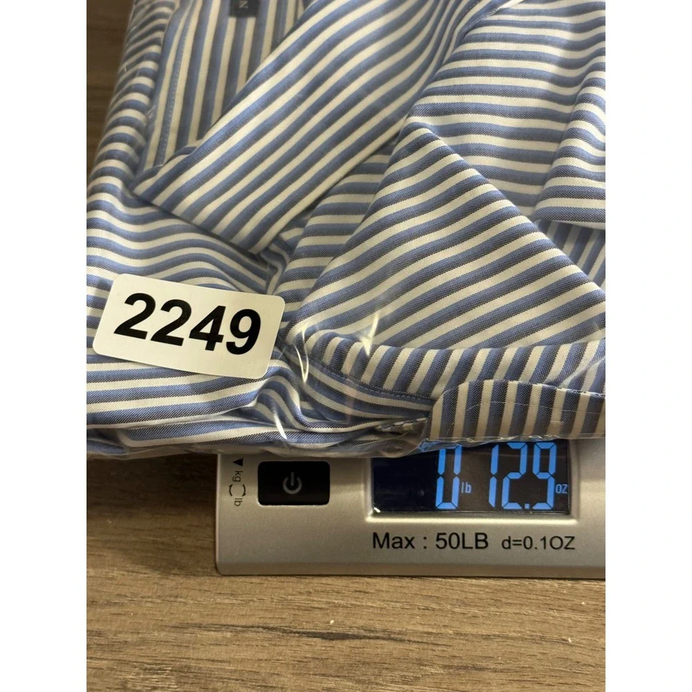 Lands End Mens 19-36 Big & Tall No Iron‎ Supima Cotton  Oxford Shirt Blue 3X